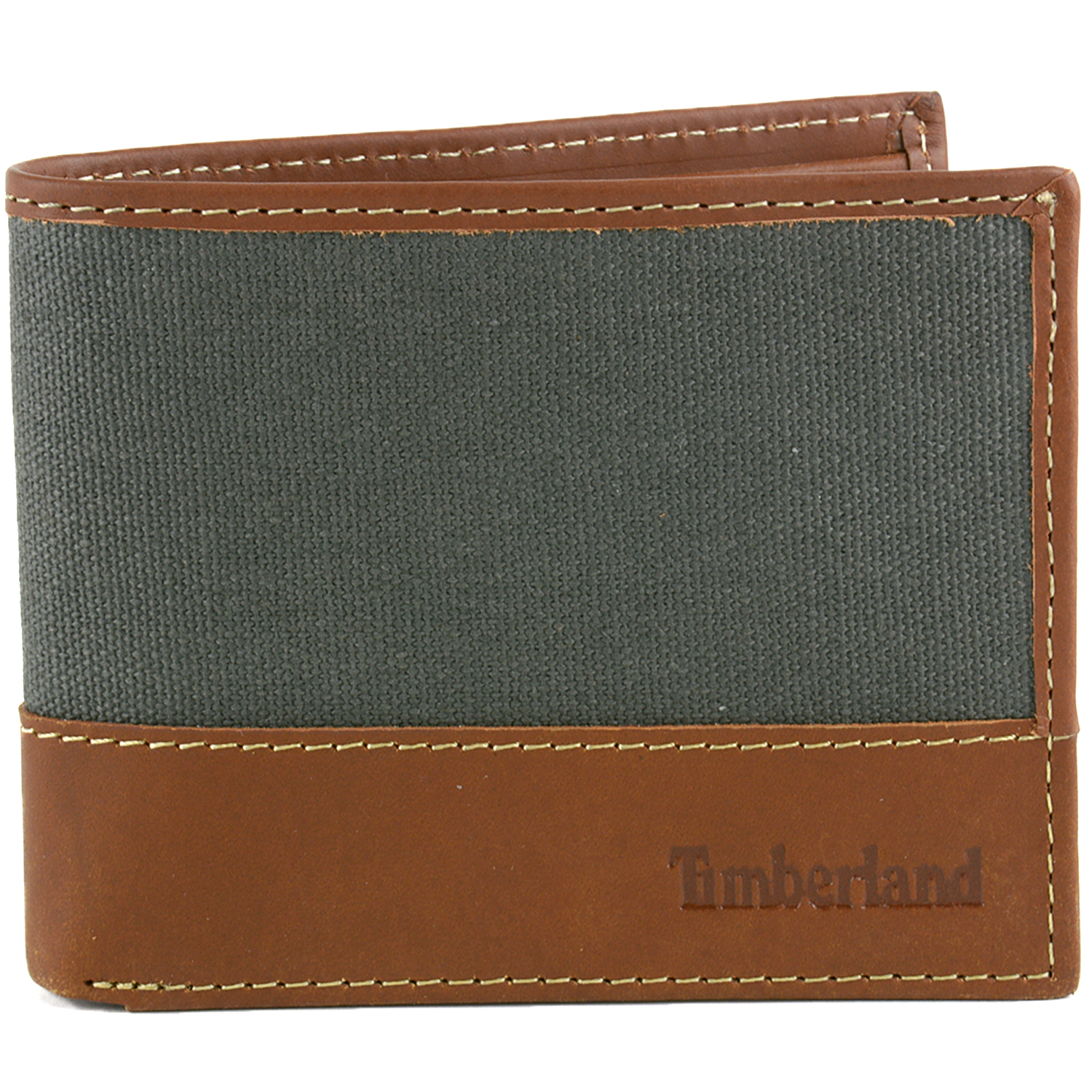 Timberland Mens Passcase Wallet Canvas & Leather Trim Bifold ID Card